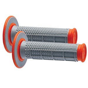 Renthal MX Dual Compound - 1/2 Waffle - Tapered Grips - Grey / Orange - Renthal