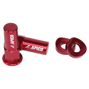 Apico Aluminium Rim Lock Nut & Washer Set - Orange - Red - Apico
