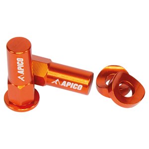 Apico Aluminium Rim Lock Nut & Washer Set - Orange - Orange - Apico