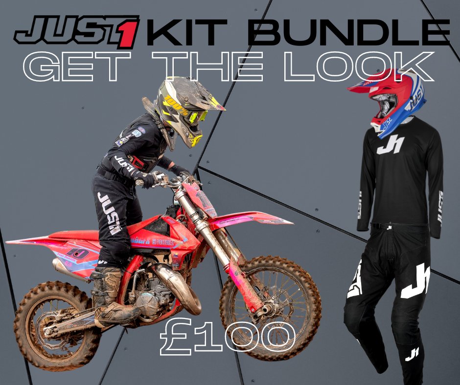 Just 1 Youth Bundle - Youth Motocross Kit - Black - Including Helmet - Just1