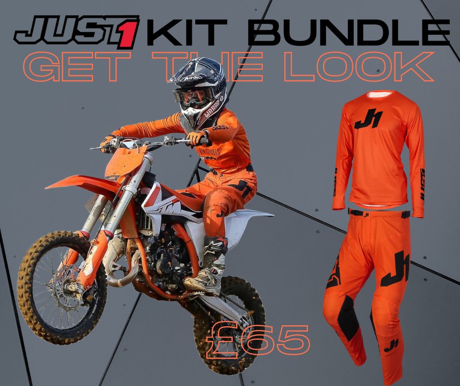 Just 1 Youth Bundle - Youth Motocross Kit - Orange - Pants & Jersey - Just1