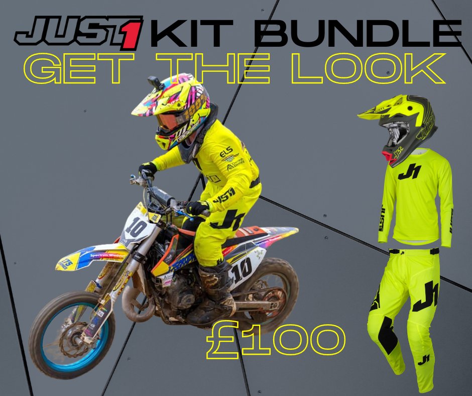 Just 1 Youth Bundle - Youth Motocross Kit - Yellow Including Helmet - Just1
