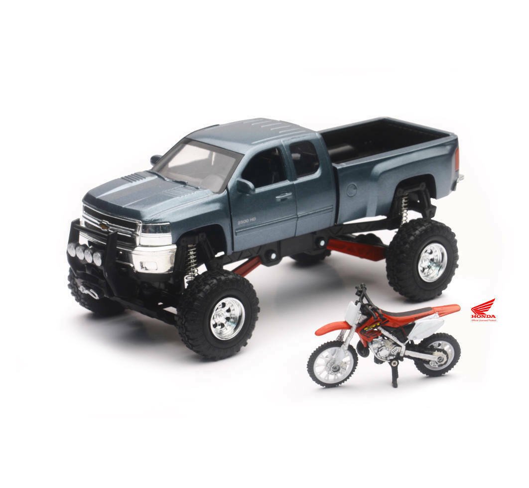 New Ray Toys 1:32 Chevrolet Silverado Pick Up & Honda Dirtbike - New Ray Toys