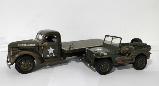 New Ray Toys 1:32 WWII USA Willys JEEP & Flatbed Toy Model - New Ray Toys
