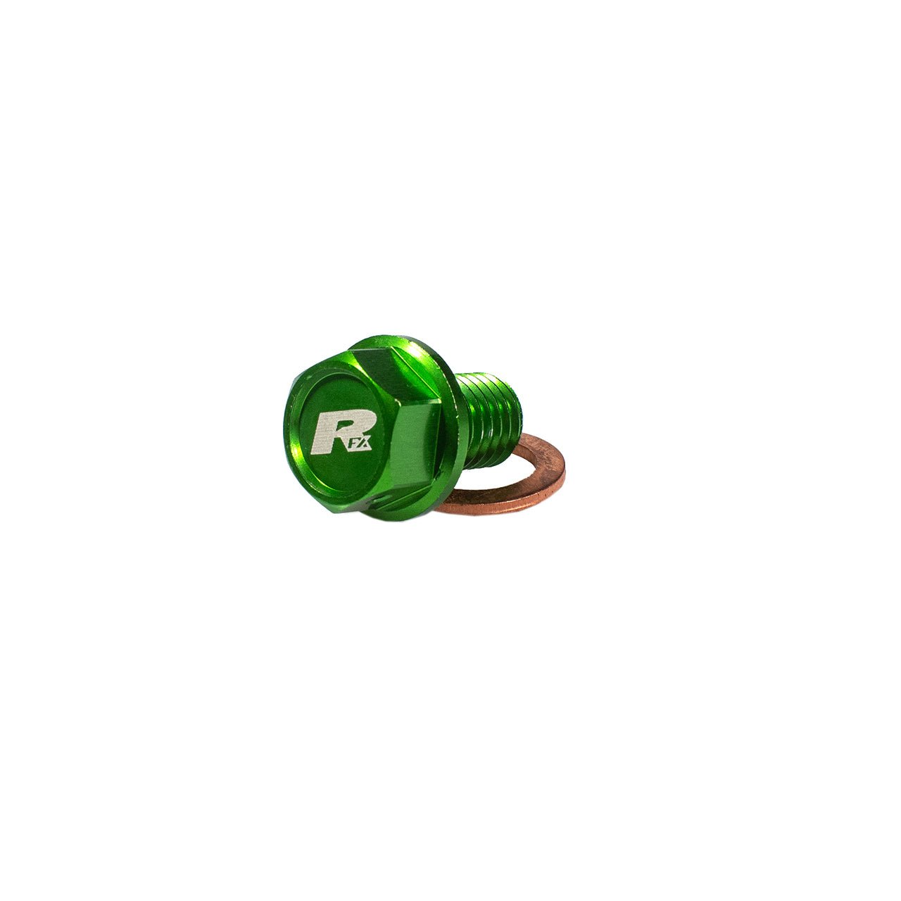RFX Mag Drain Bolt Grn M10x15mmx1.25 KX65/85 01-23 KX125/250 96>KXF250 04-20 KXF450 16-18 KX500 - Green - RFX