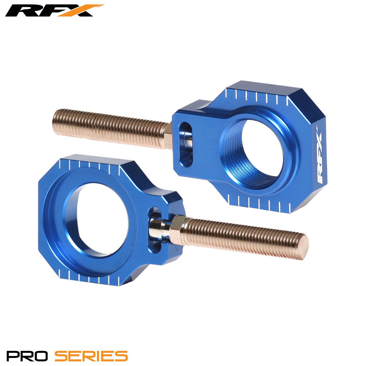 RFX Pro 2 Rear Axle Adjuster Blocks (Blue) Husqvarna TC125/250 FC250/350/450 16-22 - Blue - RFX
