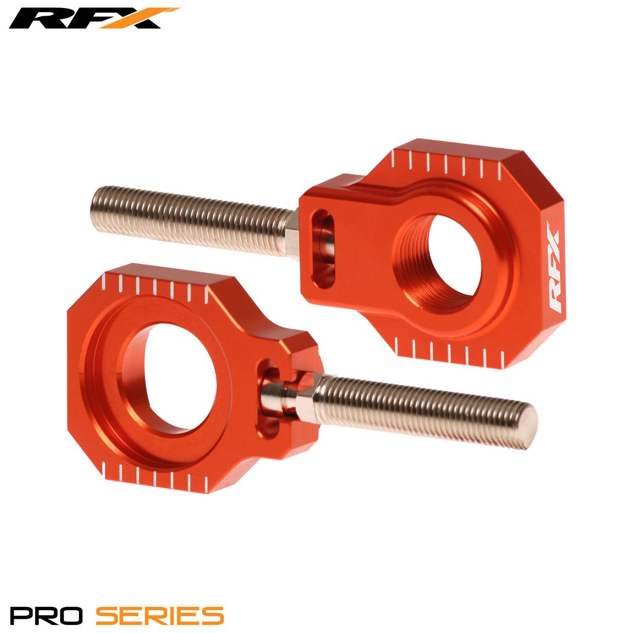 RFX Pro 2 Rear Axle Adjuster Blocks (Orange) KTM SX/SXF 125-525 05-12 EXC/EXCF 05-22 - Orange - RFX