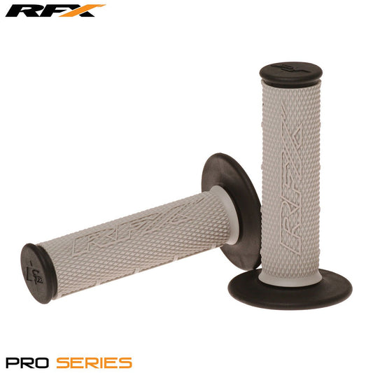 RFX Pro Series Dual Compound Grips Black Ends (Grey/Black) Pair - Grey - RFX