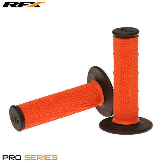 RFX Pro Series Dual Compound Grips Black Ends (Orange/Black) Pair - Orange - RFX
