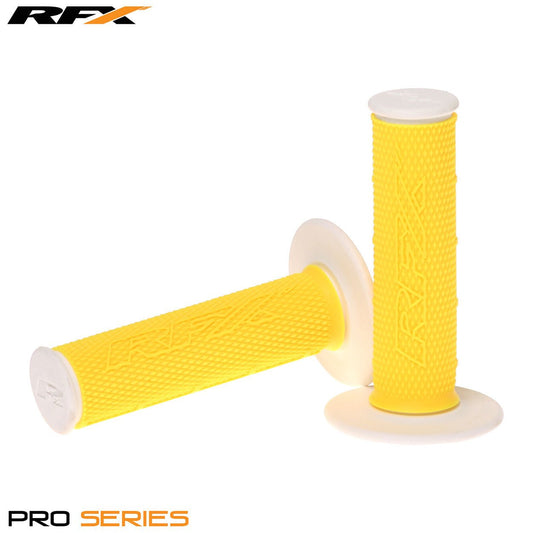 RFX Pro Series Dual Compound Grips White Ends (Yellow/White) Pair - Yellow - RFX