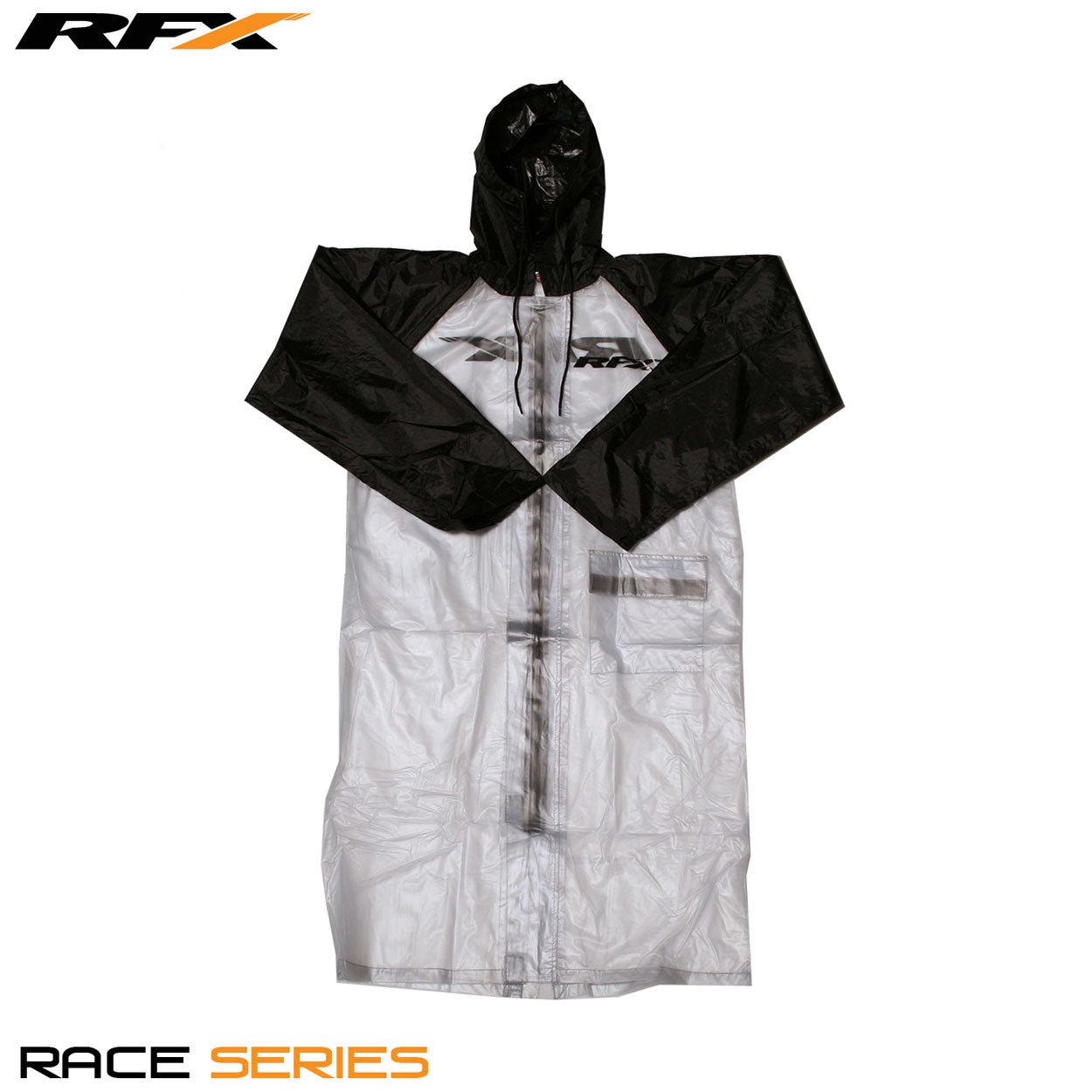RFX Race Rain Coat Long (Clear/Black) Size Adult 2XLarge - Black - RFX