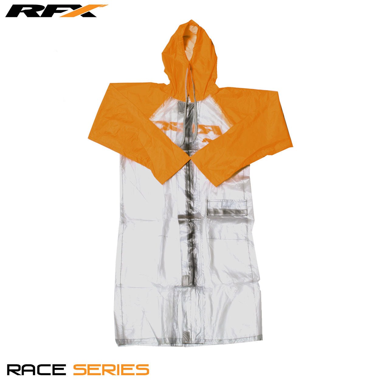RFX Race Rain Coat Long (Clear/Orange) Size Adult 2XLarge - Orange - RFX