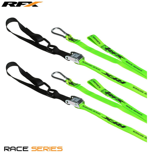 RFX Race Series 1.0 Tie Downs (Hi-Viz/Black) with extra loop and carabiner clip - Hi-Viz - RFX