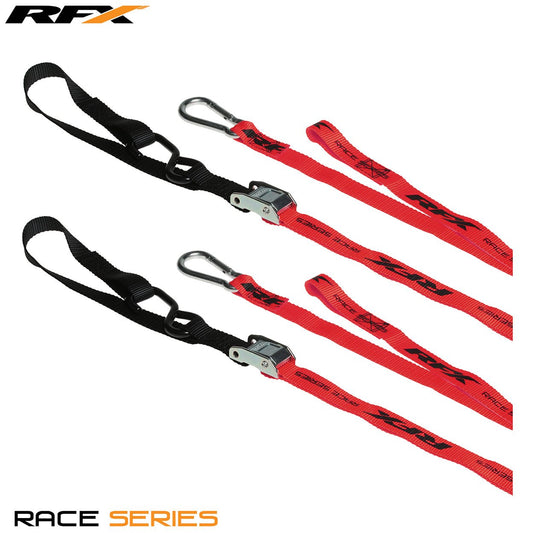 RFX Race Series 1.0 Tie Downs (Red/Black) with extra loop and carabiner clip - Red - RFX