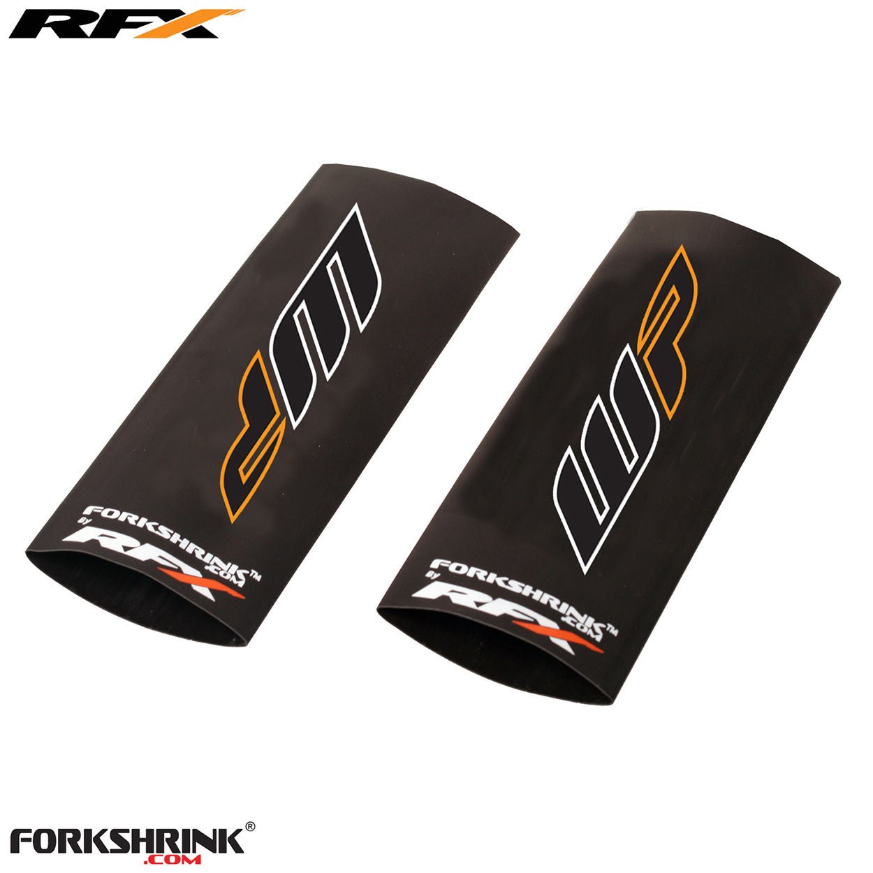 RFX Race Series Forkshrink Upper Fork Guard with 2016 WP logo (White/Orange) Universal 125cc-525cc - Orange - RFX