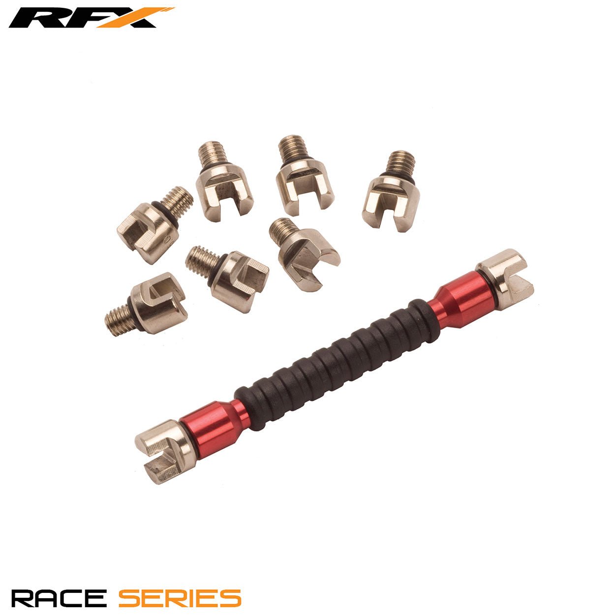 RFX Race Spoke Key (Red) Interchangeable Multi Tip Type Sizes 5.4mm-7.0mm - Red - RFX