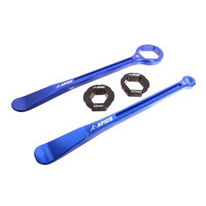 TYRE LEVER & WRENCH SET INC 10,13,22,27,32mm ALLOY BLUE - ZASY110 BLUE - Apico